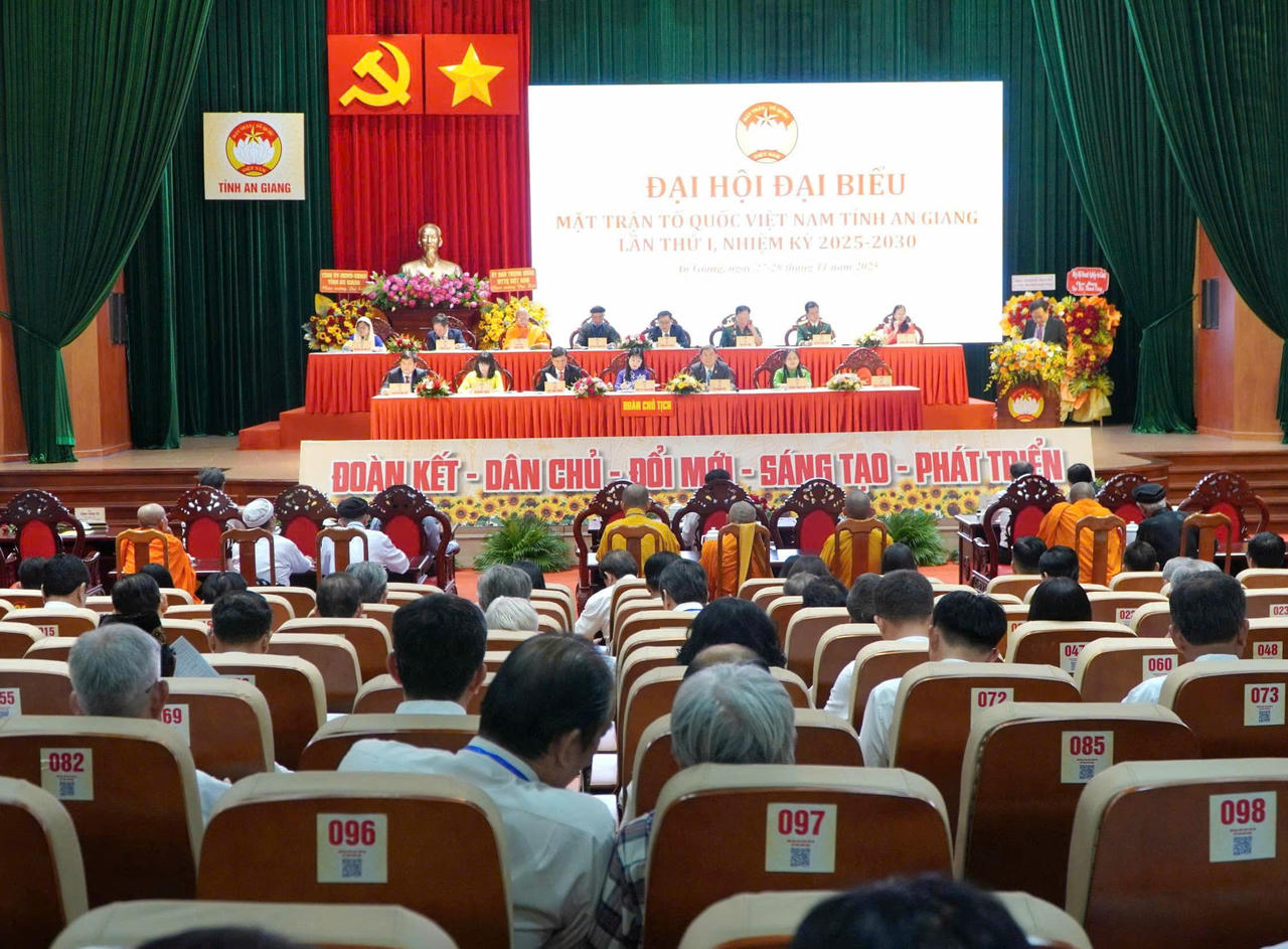 Quang cảnh ngày làm việc thứ nhất Đại hội đại biểu MTTQ Việt Nam tỉnh An Giang lần thứ I, nhiệm kỳ 2025 - 2030.