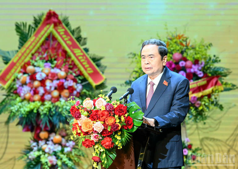 Chủ tịch Quốc hội Trần Thanh Mẫn phát biểu tại Lễ kỷ niệm. Ảnh: nhandan.vn