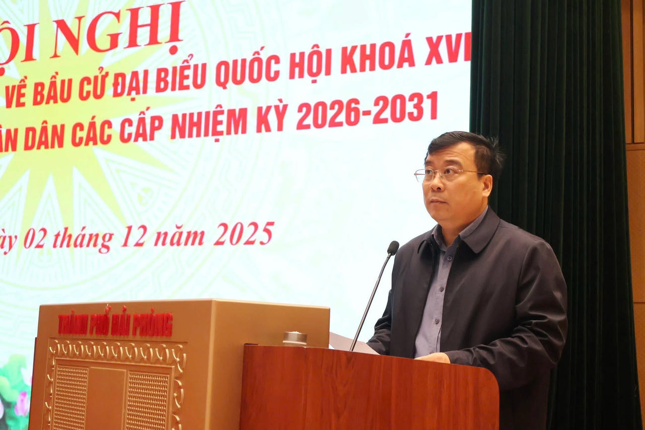 Giám đốc Sở Tư pháp Ngô Quang Giáp phát biểu tại hội nghị.