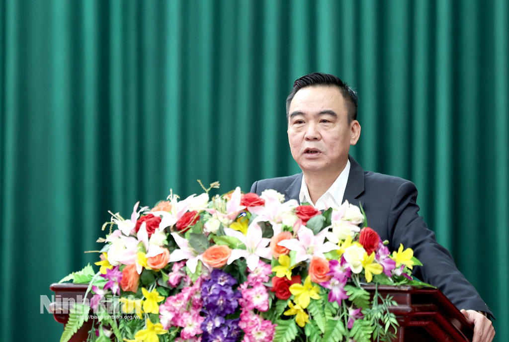 Trưởng Ban Tiếp công dân Trung ương (Thanh tra Chính phủ), Nguyễn Hồng Điệp phát biểu tại hội nghị. (Ảnh: Báo Ninh Bình)