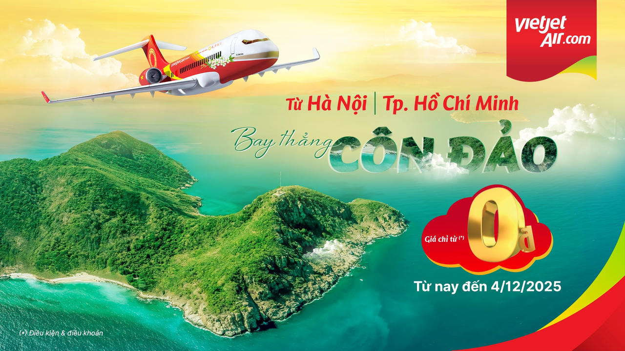 Chương trình ưu đãi vé bay chỉ từ 0 đồng cho đường bay Hà Nội, TP HCM – Côn Đảo.
