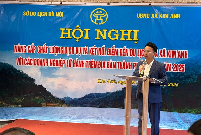 Ông Đoàn Hiệp - Phó Chủ tịch UBND xã Kim Anh phát biểu tại Hội nghị.