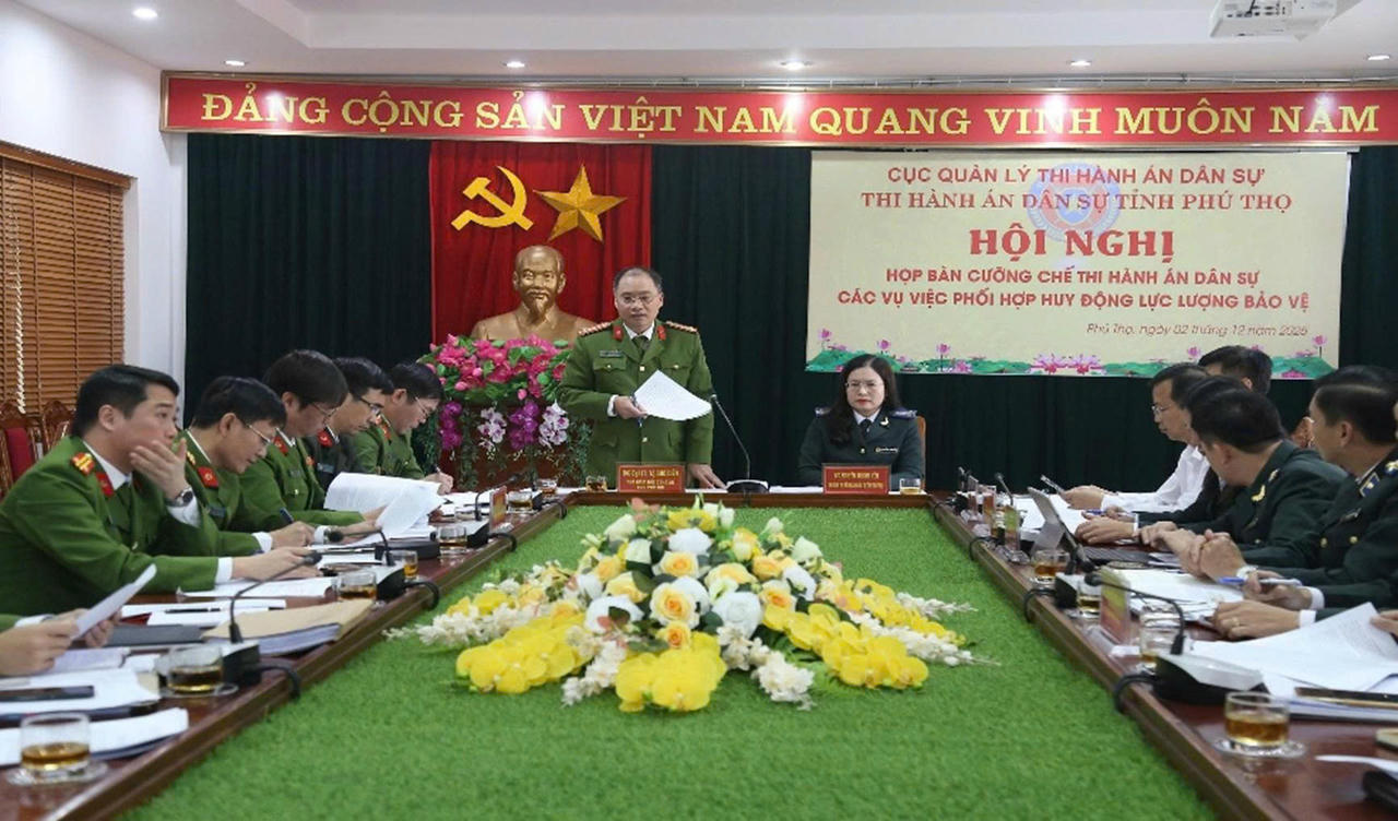 Thi hành án dân sự tỉnh Phú Thọ phối hợp Công an tỉnh bàn phương án cưỡng chế các vụ việc phức tạp