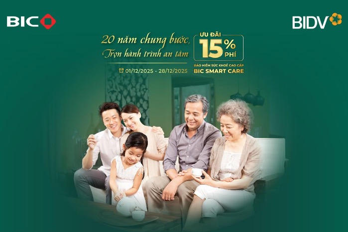 Ưu đãi 15% phí bảo hiểm sức khoẻ cao cấp mừng kỷ niệm 20 năm thương hiệu BIC