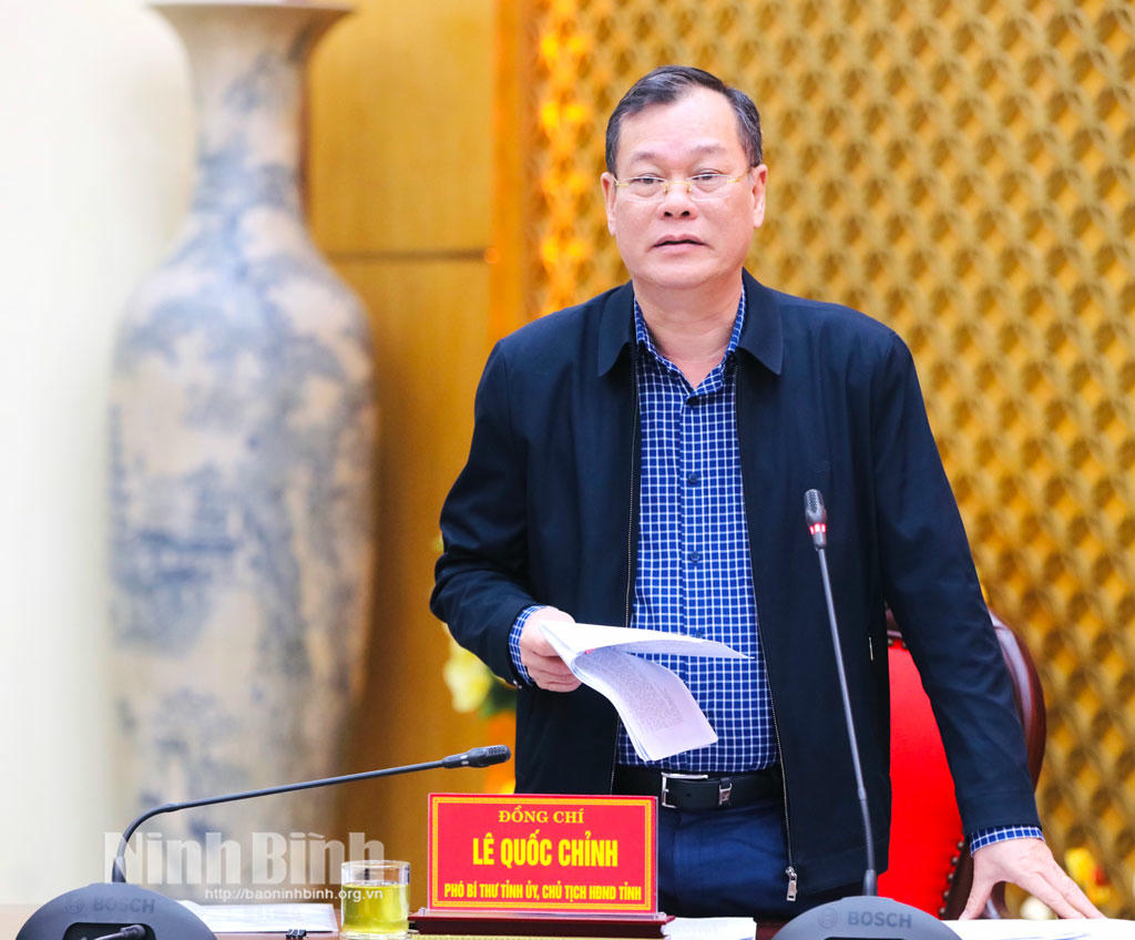 Chủ tịch HĐND tỉnh Ninh Bình Lê Quốc Chỉnh phát biểu tại hội nghị.(ảnh Báo Ninh Bình)
