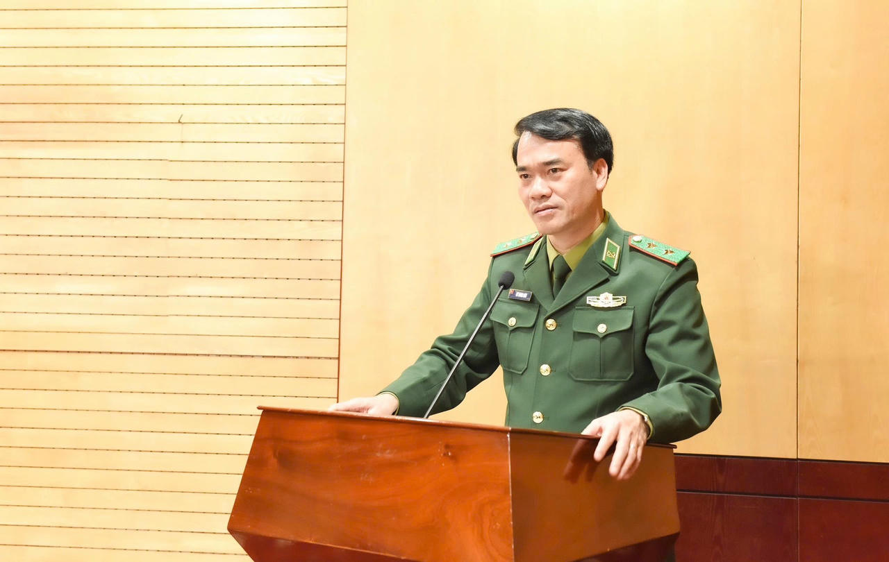 Trung tướng Vũ Trung Kiên phát biểu tại Hội nghị.