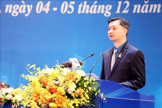 Bí thư Thường trực Trung ương Đoàn Nguyễn Minh Triết phát biểu tại Đại hội