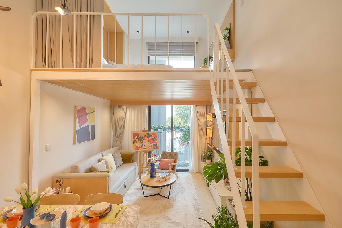 Không gian sống “2 căn hộ trong 1” nhân đôi diện tích cho gia chủ. (Ảnh: Minh Khánh)