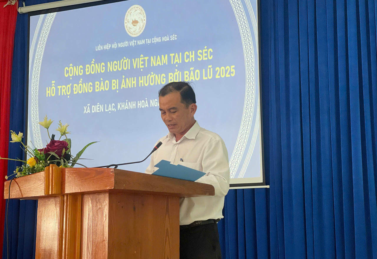 Ông Hoàng Kiều Hưng, Chủ tịch Ủy ban Mặt trận Tổ quốc Việt Nam xã Diên Lạc gửi lời cảm ơn đến cộng đồng.