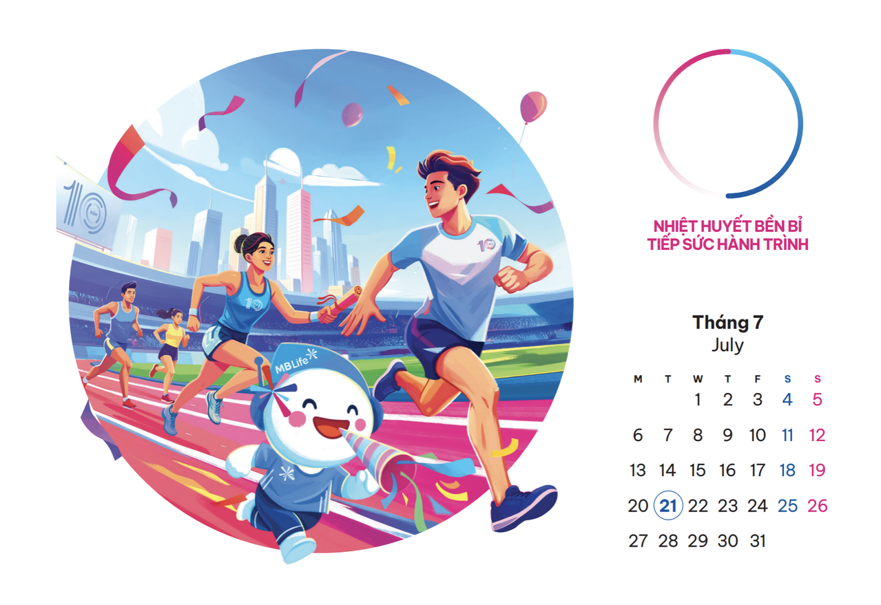 Lịch Tết 2026 của MB Life lấy cảm hứng từ “tinh thần vận động viên”, gửi gắm về tinh thần vượt khó, tiếp thêm sức mạnh để mỗi người không ngừng bước tới hạnh phúc (Ảnh: MB Life).