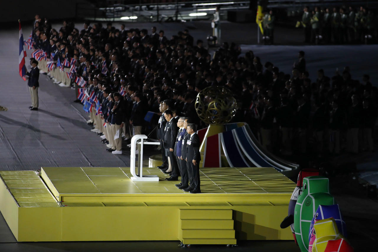 Thủ tướng Thái Lan Anutin Charnvirakul phát biểu khai mạc SEA Games 33.
