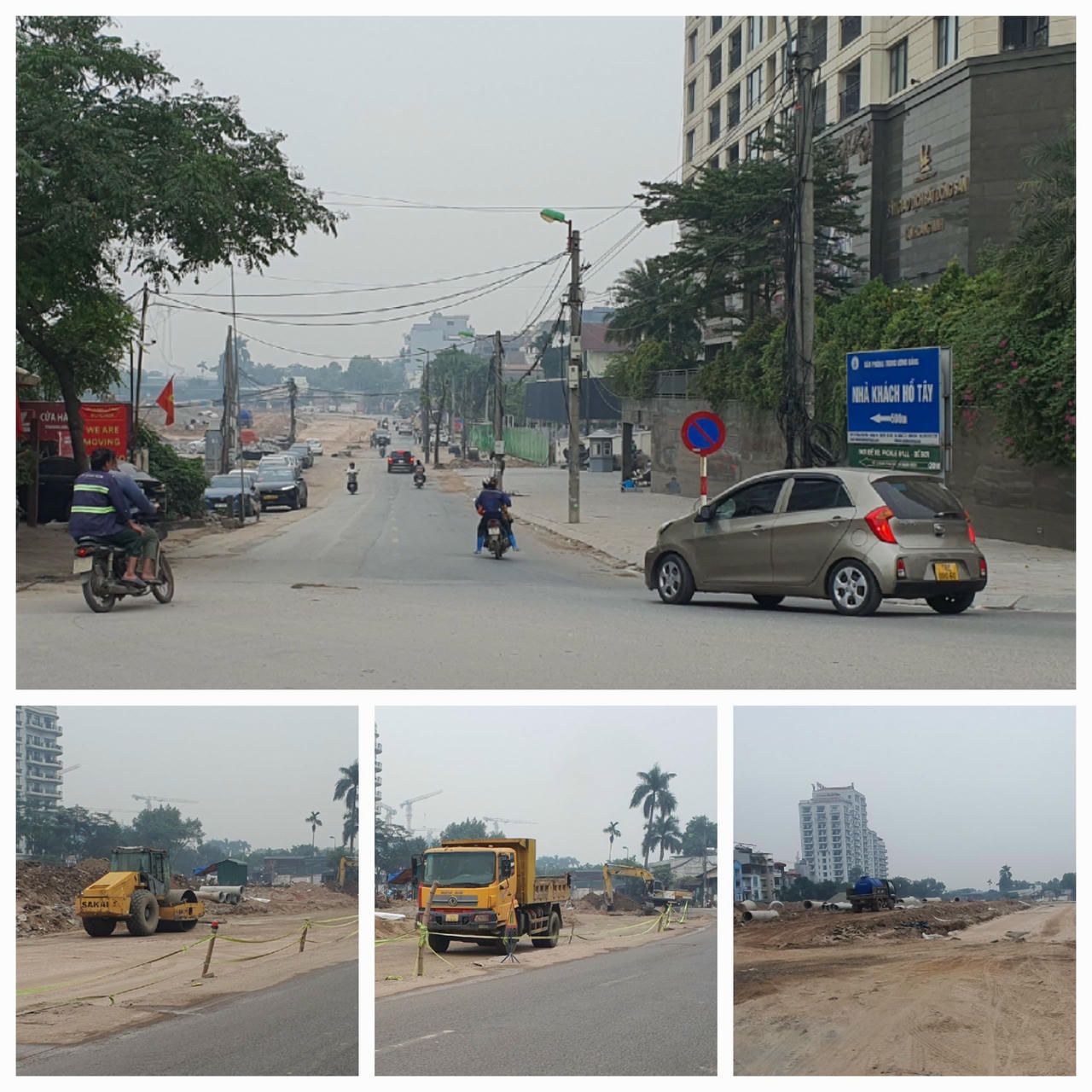 Trên công trường các đơn vị đang tích cực triển khai thi công đối với vị trí được&nbsp;Ban QLDA hạ tầng Tây Hồ bàn giao&nbsp;mặt bằng (Ảnh:T.N)