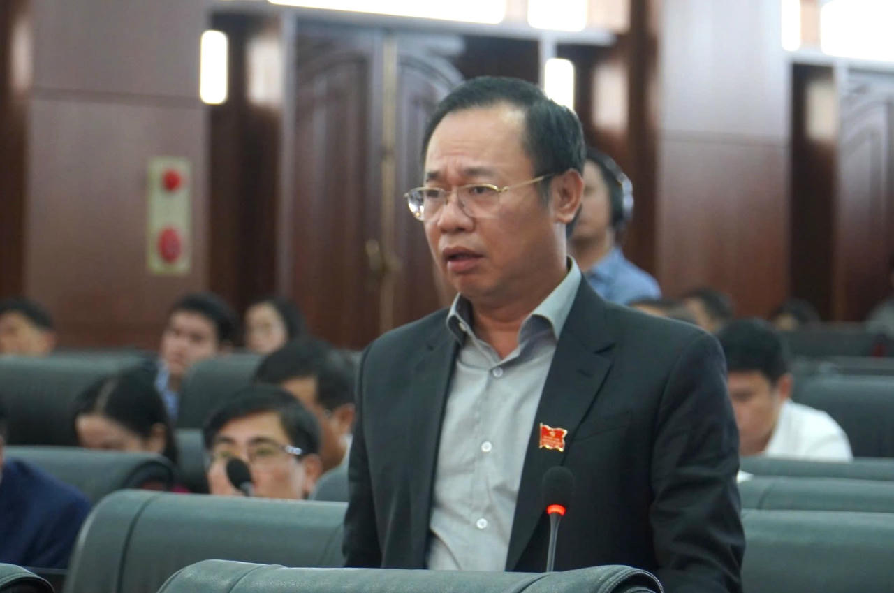 Đại biểu Vũ Quang Hùng nêu ý kiến tại phiên thảo luận. 