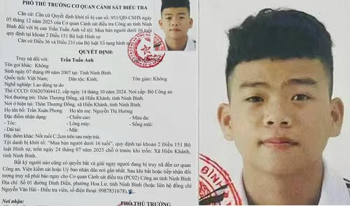 Công an tỉnh Ninh Bình phát lệnh truy nã đặc biệt với đối tượng liên quan tội mua bán người
