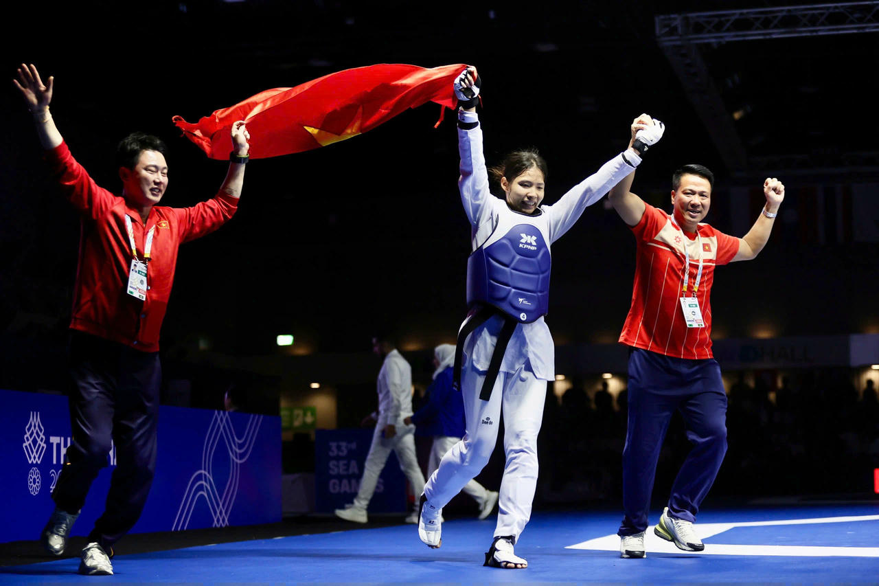 Võ sĩ Bạc Thị Khiêm xuất sắc giành HCV nội dung trên 67kg & dưới 73kg nữ. (Ảnh: Nhật Thịnh)