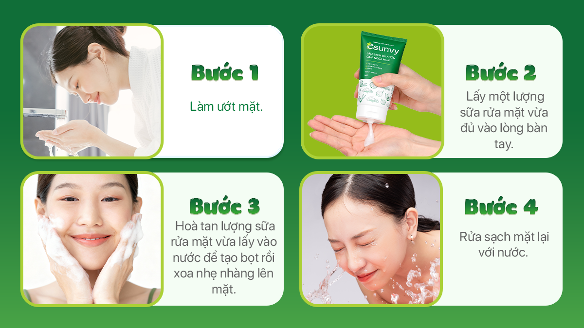 Cách dùng sữa rửa mặt ngừa mụn Esunvy cực đơn giản