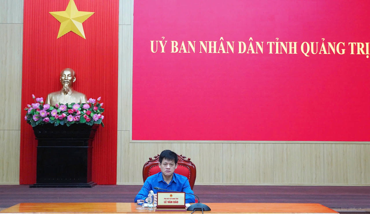 Ông Lê Văn Bảo, Phó Chủ tịch UBND tỉnh chủ trì điểm cầu tại Quảng Trị.