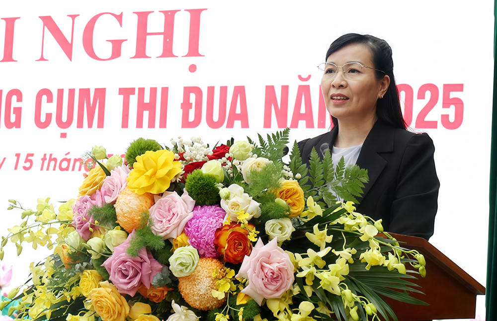 Bà Nguyễn Thị Hà, Chủ tịch Ủy ban MTTQ tỉnh Bắc Ninh phát biểu tại hội nghị.