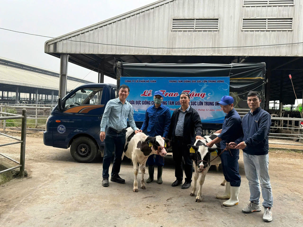 Công ty Cổ phần Hồ Toản trao tặng 2 cá thể bò sữa giống cho Trung tâm giống gia súc lớn Trung ương. 