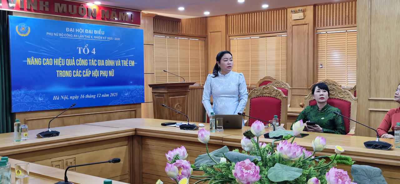 Thượng Tá Đào Thị Thu Huyền, Phó Trưởng Ban PN CAND phát biểu tại sự kiện