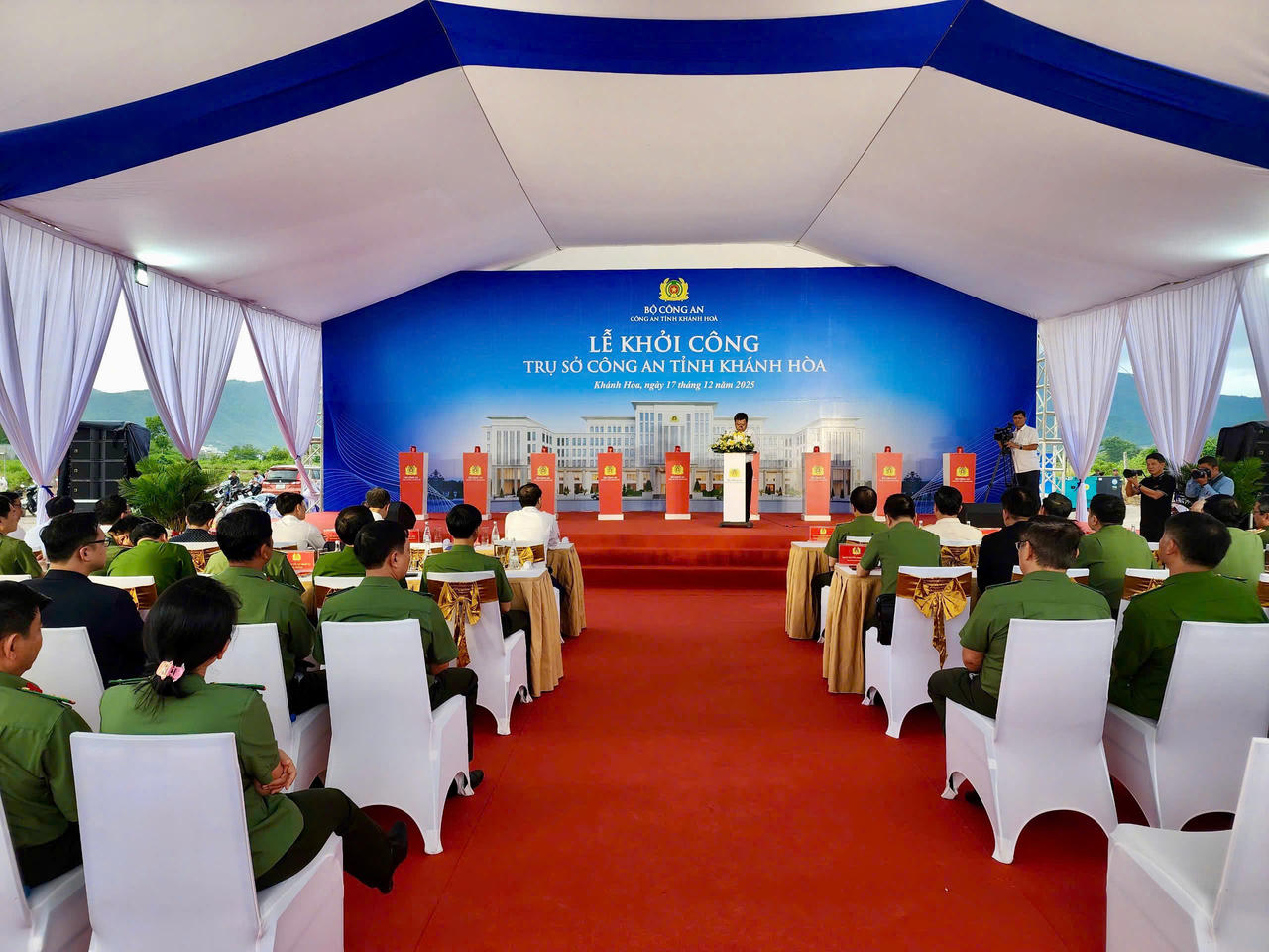 Toàn cảnh lễ khởi công xây dựng trụ sở Công an tỉnh Khánh Hòa.