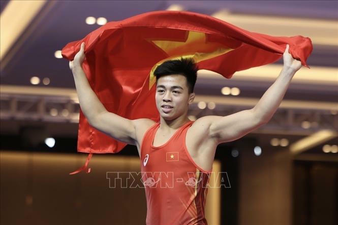 Nguyễn Công Mạnh xuất sắc giành HCV hạng cân 77kg nam vật cổ điển. (Nguồn: TTXVN)