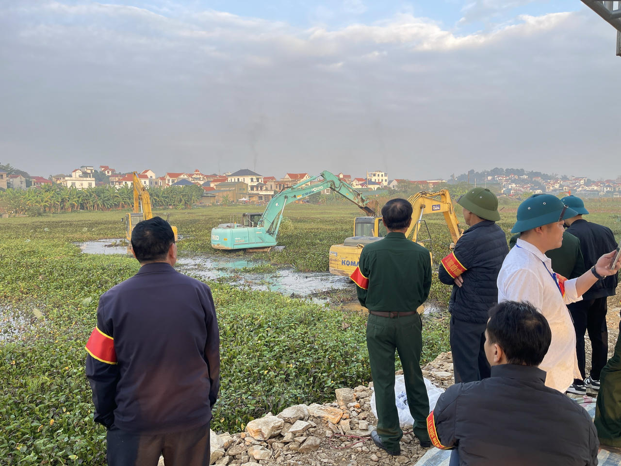 Hiện trường khu vực thực hiện cưỡng chế giải phóng mặt bằng Cụm công nghiệp làng nghề Tân Hoà, xã Hưng Đạo. (Ảnh: T.N)