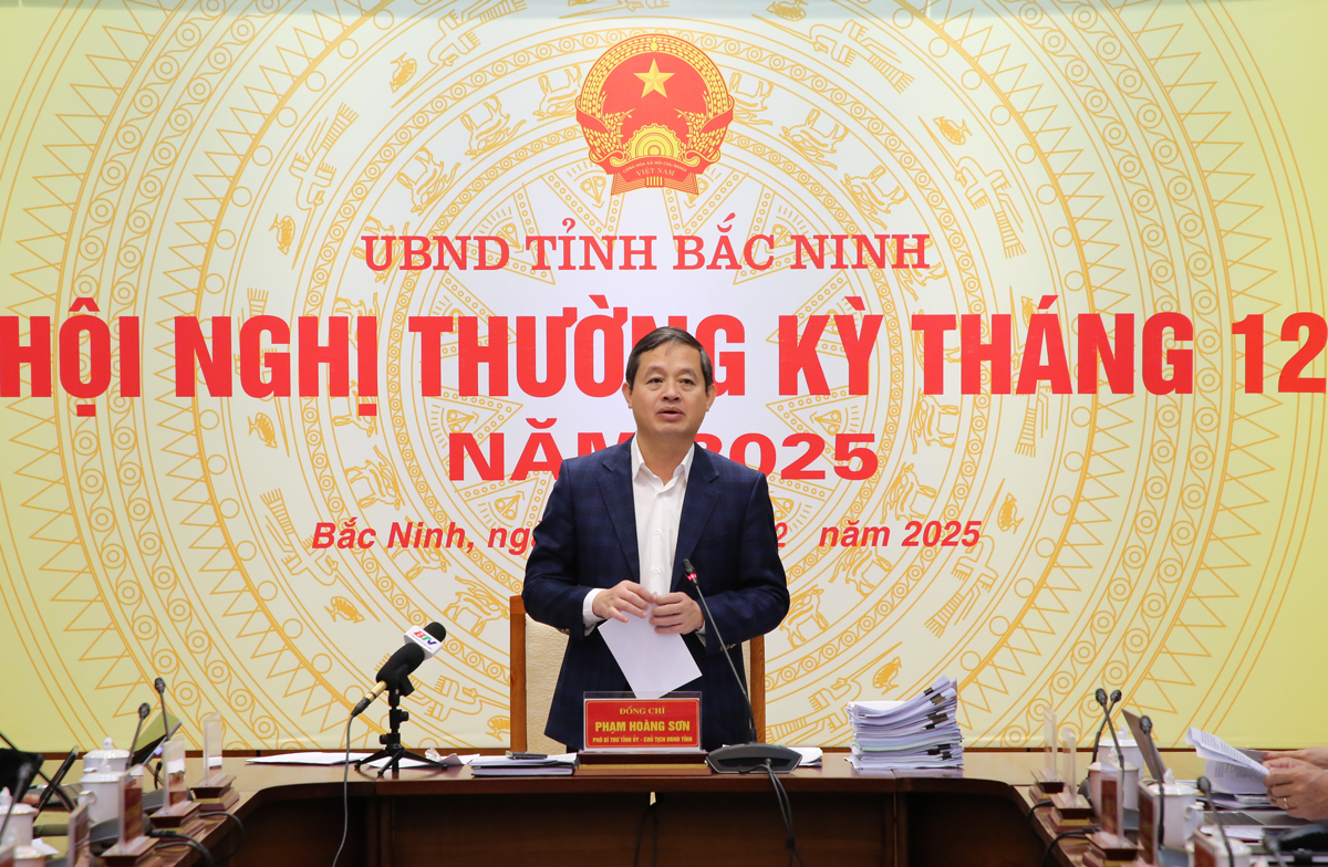 Chủ tịch UBND tỉnh Phạm Hoàng Sơn phát biểu kết luận tại hội nghị.