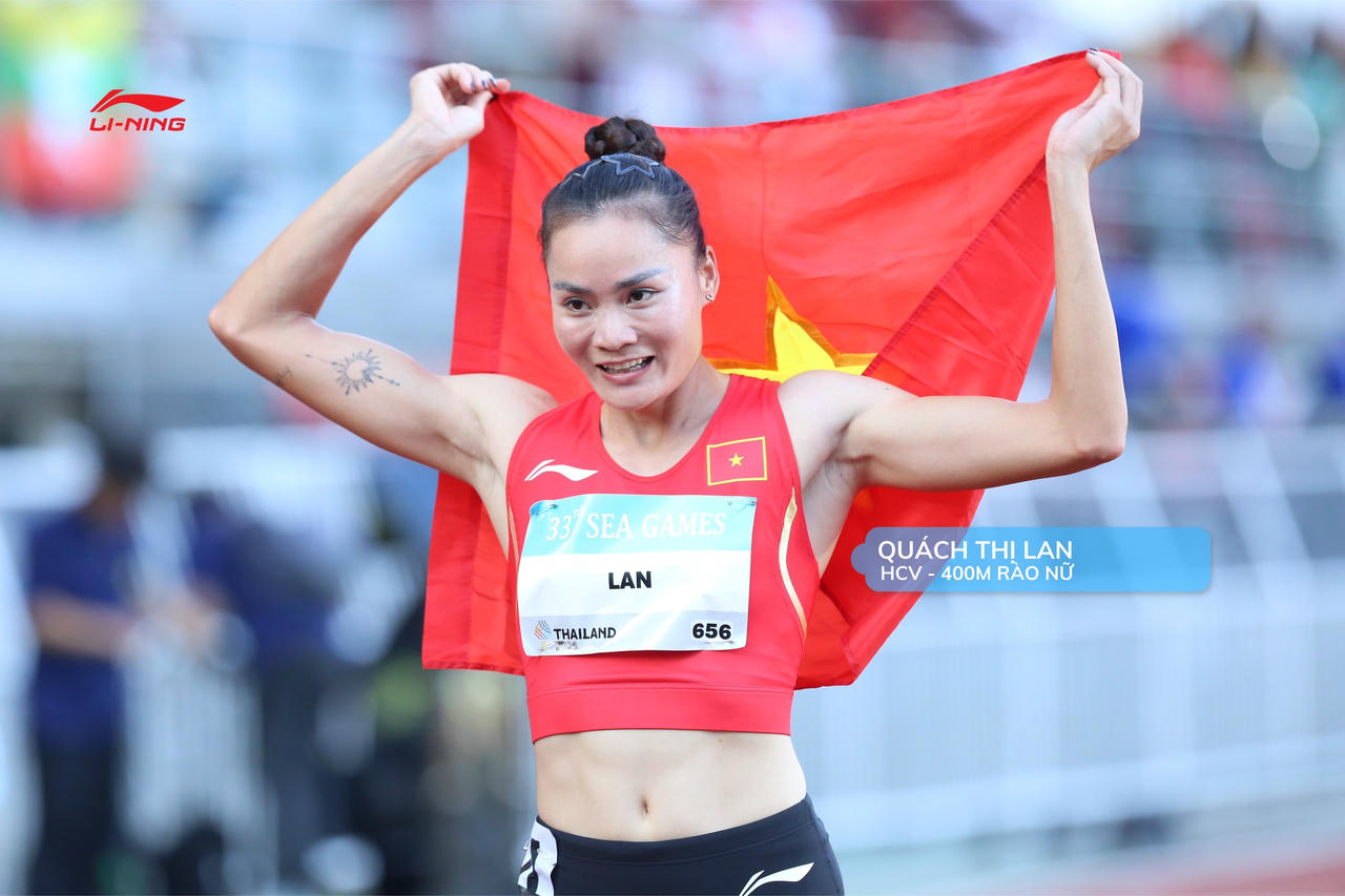 VĐV Quách Thị Lan trở lại đường đua với tấm HCV danh giá (Ảnh Lining)