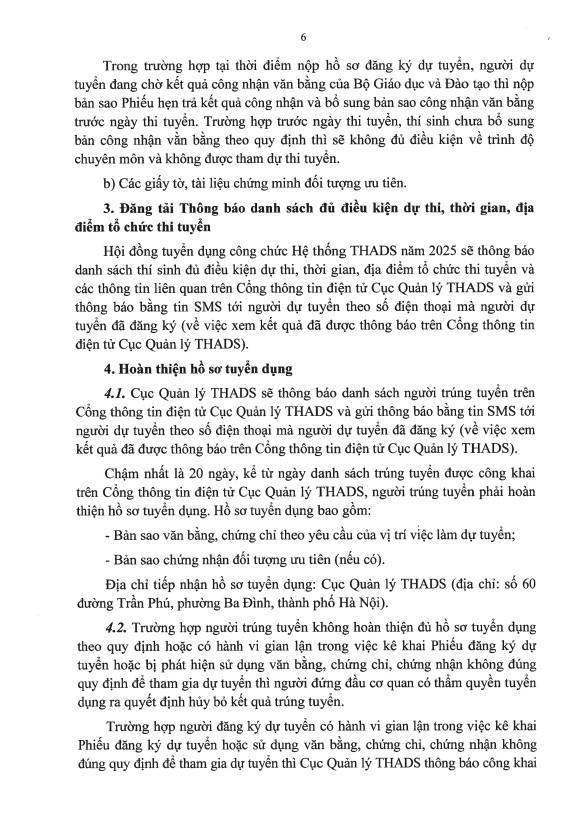 Cục Quản lý THADS thông báo tuyển dụng công chức Hệ thống THADS năm 2025 theo phương thức thi tuyển