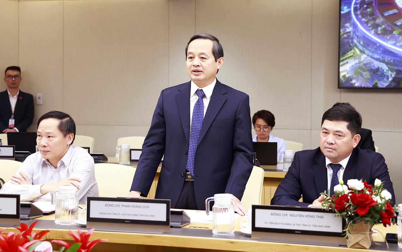 Chủ tịch UBND tỉnh Bắc Ninh Phạm Hoàng Sơn phát biểu tại Lễ ký kết.