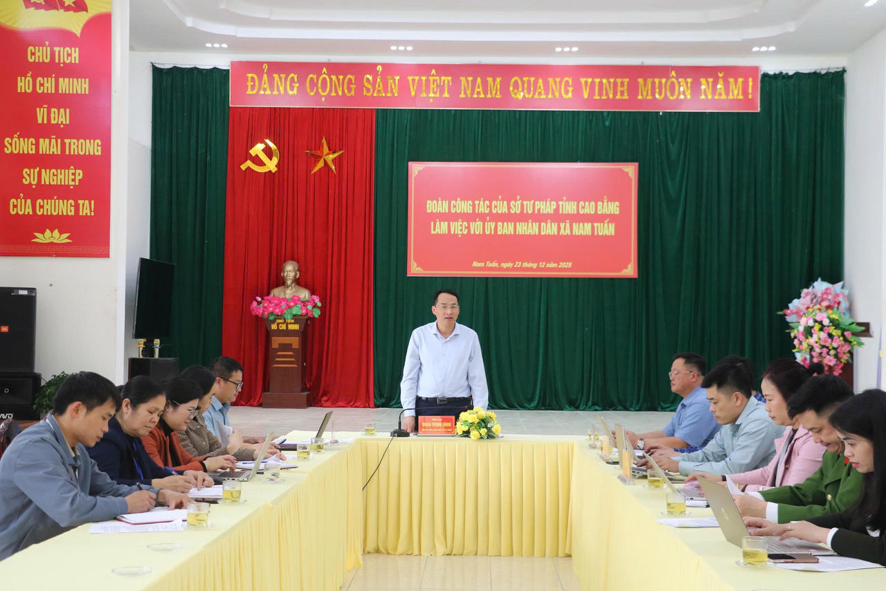 Sở Tư pháp Cao Bằng đánh giá công tác Tư pháp năm 2025 tại xã Nam Tuấn
