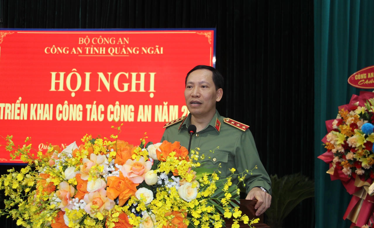 Thượng tướng Lê Văn Tuyến, Thứ trưởng Bộ Công an phát biểu chỉ đạo.&nbsp;