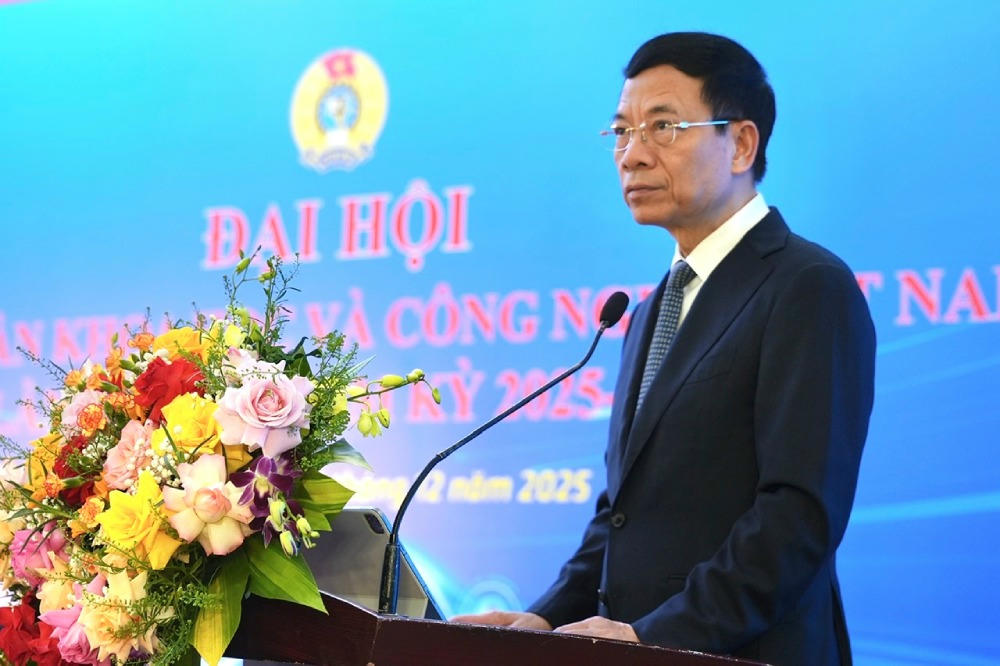 Bộ trưởng Bộ Khoa học và Công nghệ Nguyễn Mạnh Hùng phát biểu tại Đại hội Công đoàn Khoa học và Công nghệ Việt Nam lần thứ I, nhiệm kỳ 2025-2030.&nbsp;