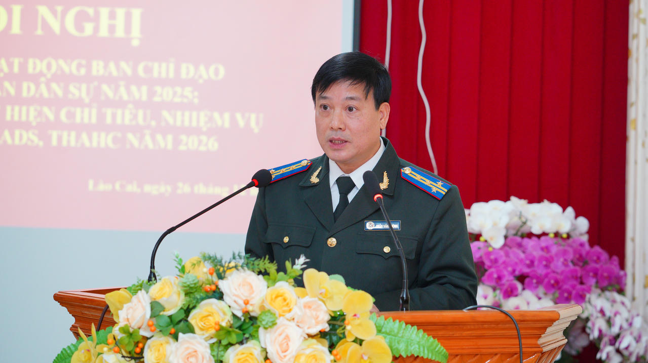 Ông Trần Văn Tường - Trưởng THADS Lào Cai báo cáo kết quả tại hội nghị. Ảnh: Đức Mạnh.