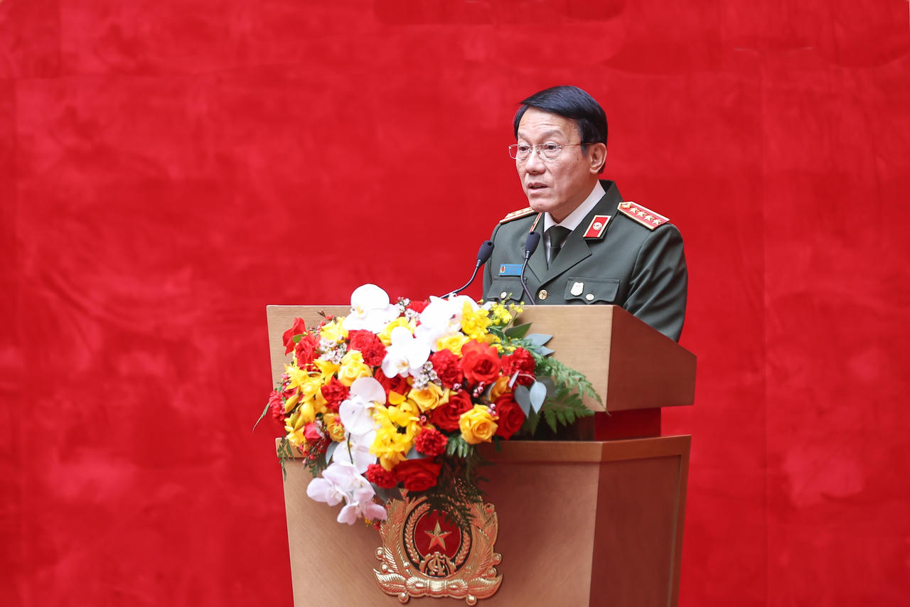 Bộ trưởng Bộ Công an, Đại tướng Lương Tam Quang phát biểu tại Hội nghị - Ảnh: VGP/Nhật Bắc