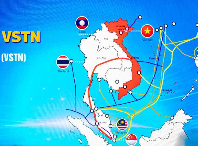 Sơ đồ tuyến cáp quang đất liền quốc tế VSTN của VNPT đầu tư.