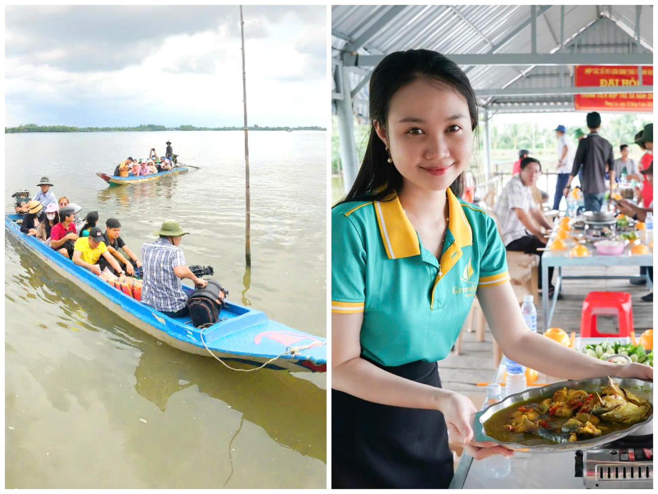Du khách tham quan, trải nghiệm tại Đầm Thị Tường - thuộc khu vực xã Phú Mỹ và Trần Văn Thời.
