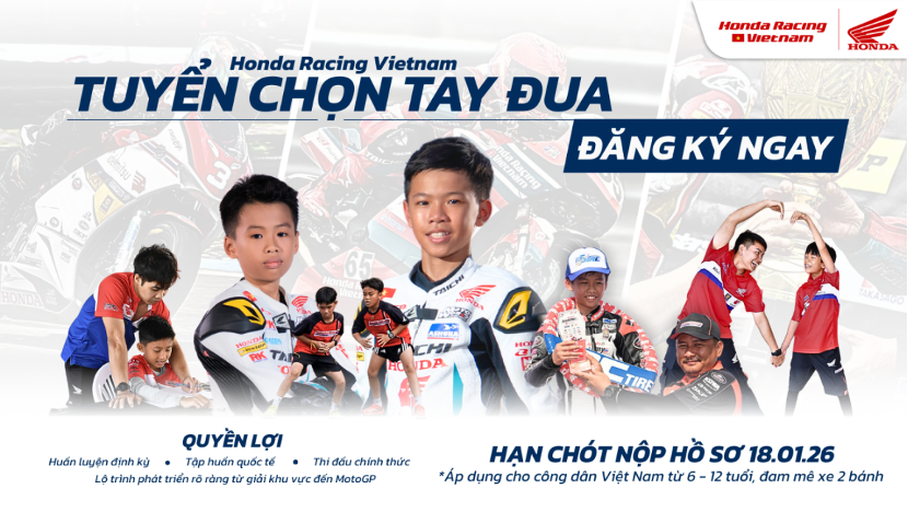 Honda Racing Vietnam chính thức khởi động hành trình 'Tìm kiếm tài năng đua xe nhí 2026'