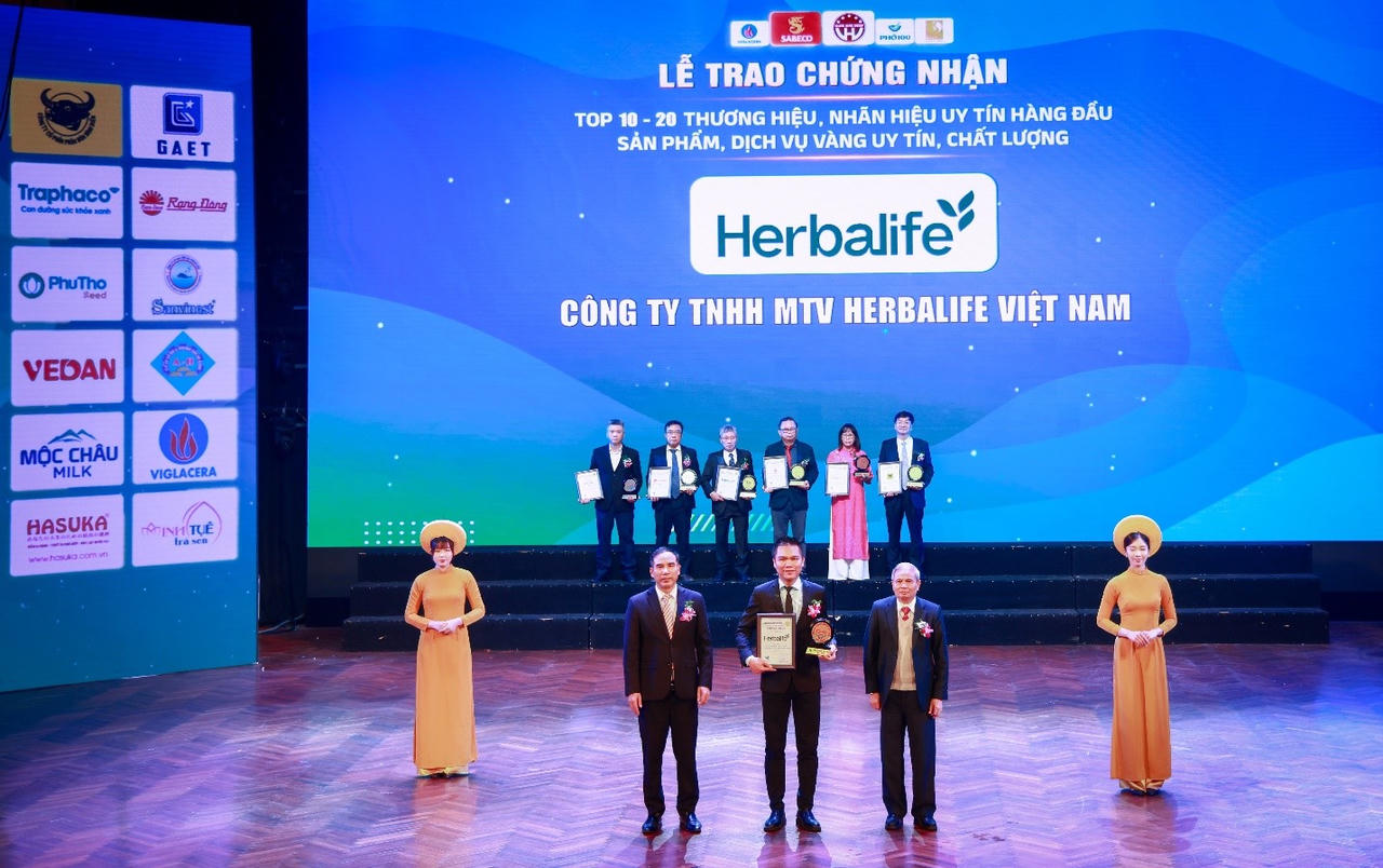 Herbalife được vinh danh tại Top 10 Thương Hiệu, Nhãn Hiệu Uy Tín Hàng Đầu Việt Nam 2025