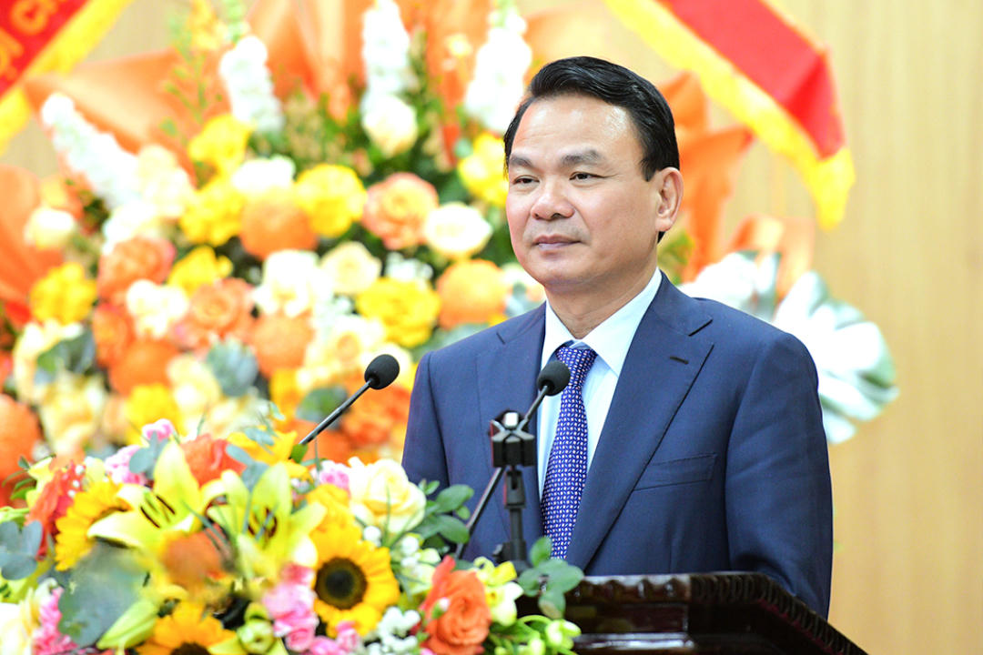 Ông Đặng Xuân Phong - Bí thư Tỉnh ủy Ninh Bình phát biểu tại buổi lễ&nbsp;(Ảnh: Trần Ích)