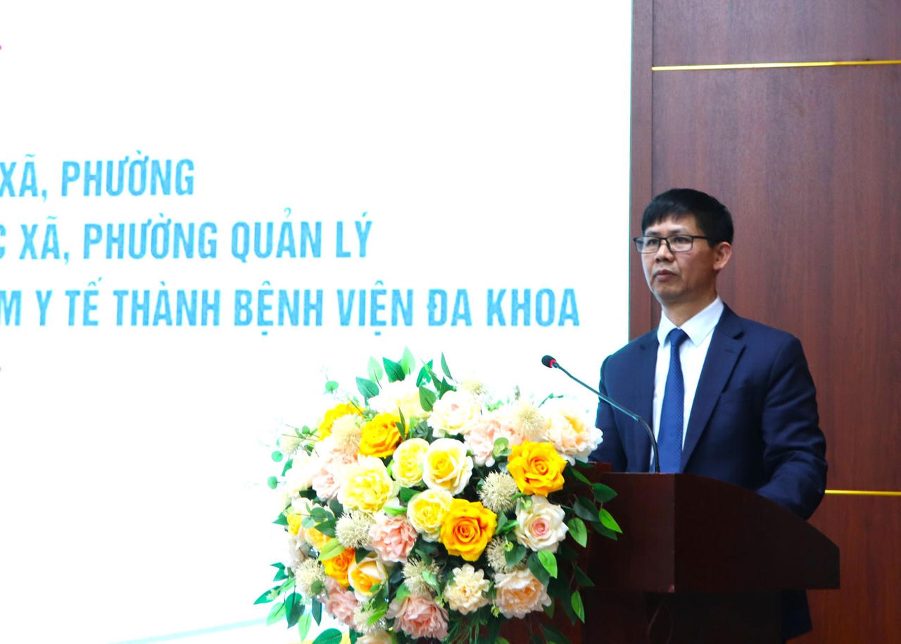 Bác sĩ chuyên khoa II Bùi Tiến Thanh - Giám đốc Sở Y tế tỉnh Lai Châu phát biểu tại hội nghị.