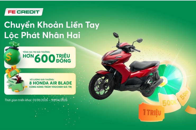 FE CREDIT triển khai ưu đãi 'Chuyển khoản liền tay – Lộc phát nhân hai' khuyến khích thanh toán đúng hạn