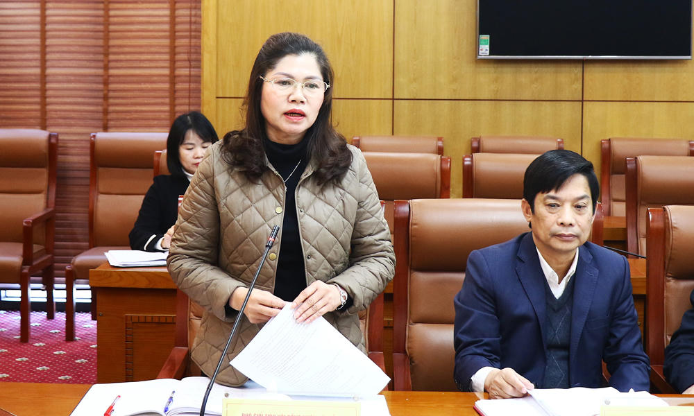  Phó Chủ tịch HĐND tỉnh&nbsp;Lâm Thị Hương Thành phát biểu tại hội nghị.