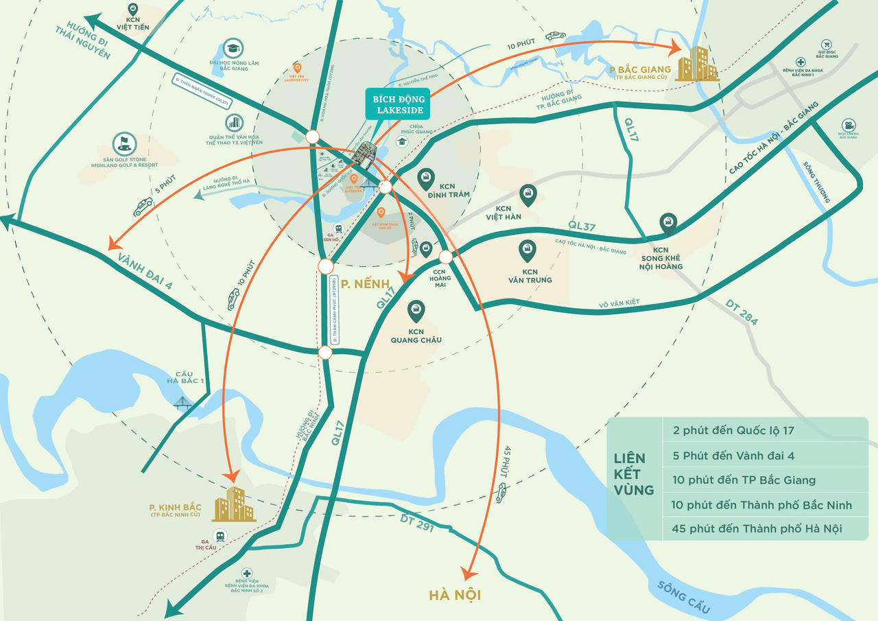 Bích Động Lakeside sở hữu tọa độ vàng ngay trung tâm phường Việt Yên, nằm trên mặt tiền Quốc lộ 37, đối diện trung tâm hành chính mới và sát các khu công nghiệp lớn.