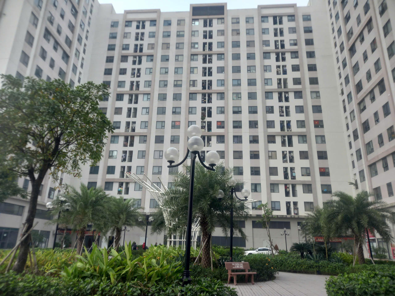 Không gian xanh mát của&nbsp;khu nhà ở xã hội Nhị Châu.