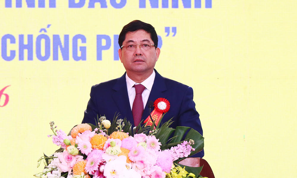 Bí thư Tỉnh ủy Bắc Ninh Nguyễn Hồng Thái phát biểu tại buổi lễ.