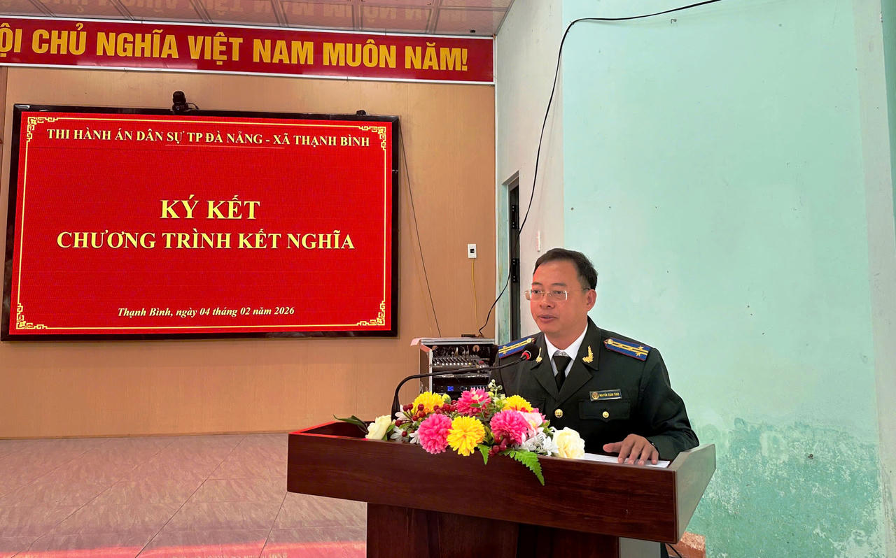 Ông Nguyễn Xuân Tùng, Trưởng THADS TP Đà Nẵng phát biểu tại buổi lễ kết nghĩa.