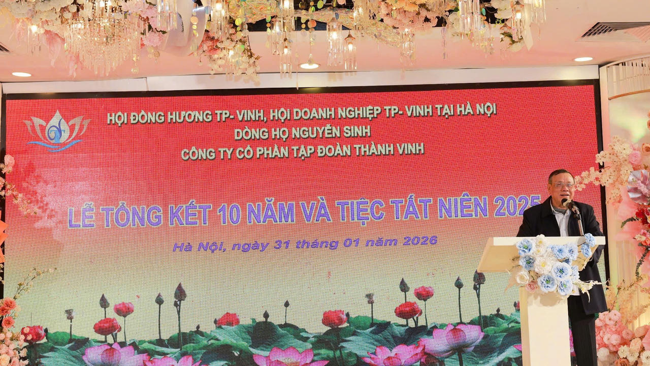 Ông Nguyễn Thanh Trúc - Phó Chủ tịch Hội đồng hương Nghệ An tại Hà Nội phát biểu tại buổi Lễ.