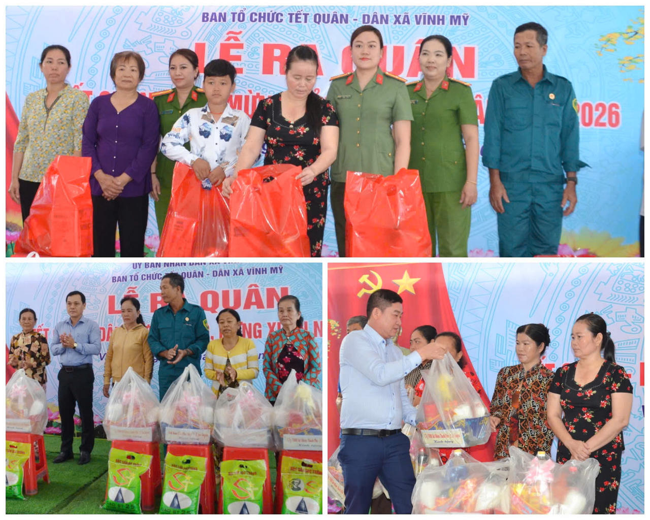 Đại diện các đơn vị, địa phương trao tặng quà cho gia đình chính sách, hộ có hoàn cảnh khó khăn...